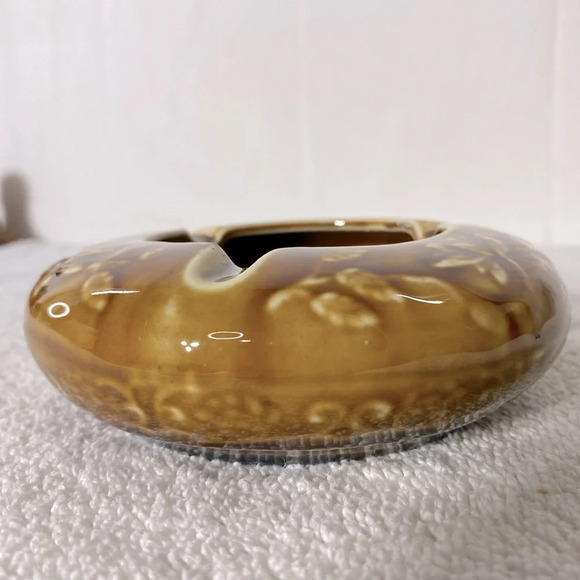 Vintage  MCM Round Ceramic Pottery Ashtray Trinket Dish Art Decor - Picture 7 of 14